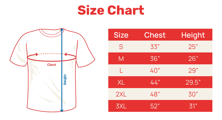 T-Shirt Size Chart – WordCamp Asia 2023