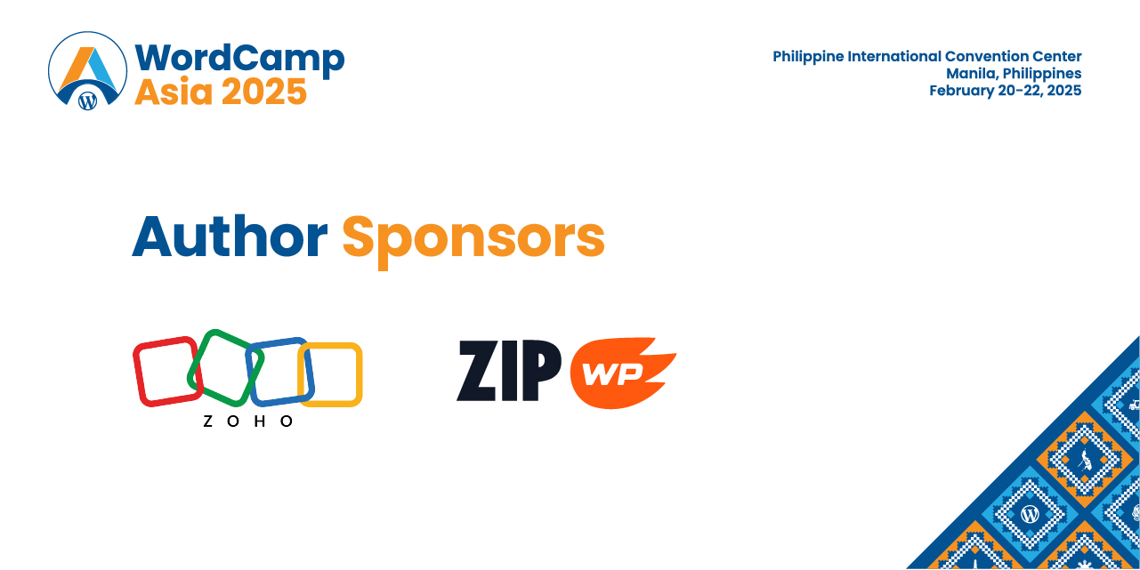 Thank You to Our Author Sponsors: Zoho and ZipWP