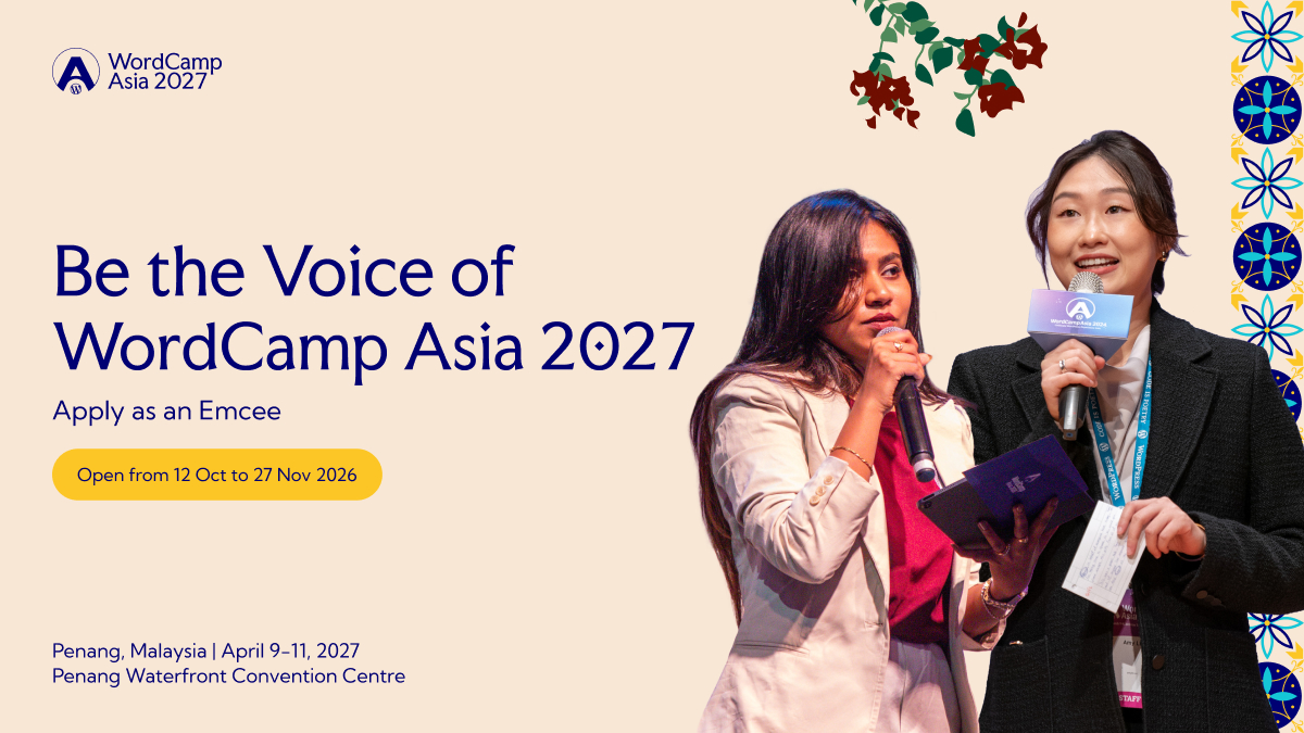Be the Voice of WordCamp Asia 2027 – Apply as an Emcee